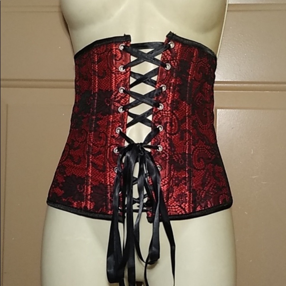 🔥 gorgeous‎ Black & Red bustier corset size Small